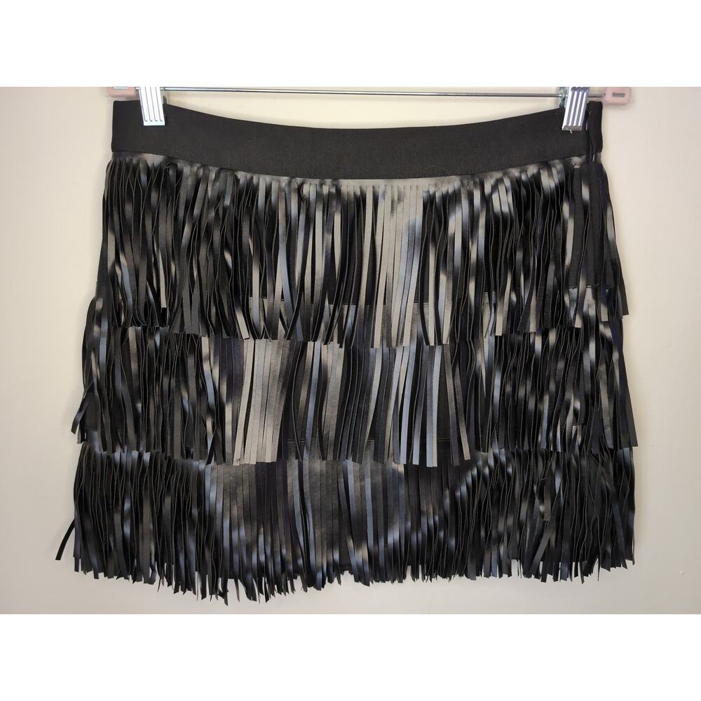 Jade By Jane Black Fringe Mini Skirt L